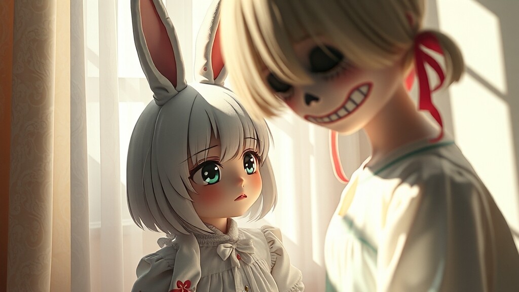 마시로짱과 저주인형 세계관 (realistic 스타일)
